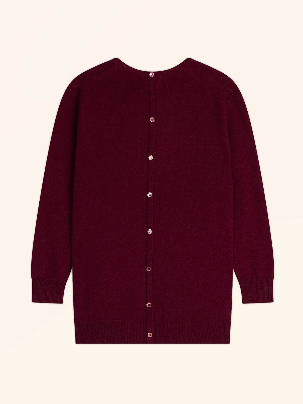 JANICE Pull Col Rond Boutonné Dos Bordeaux