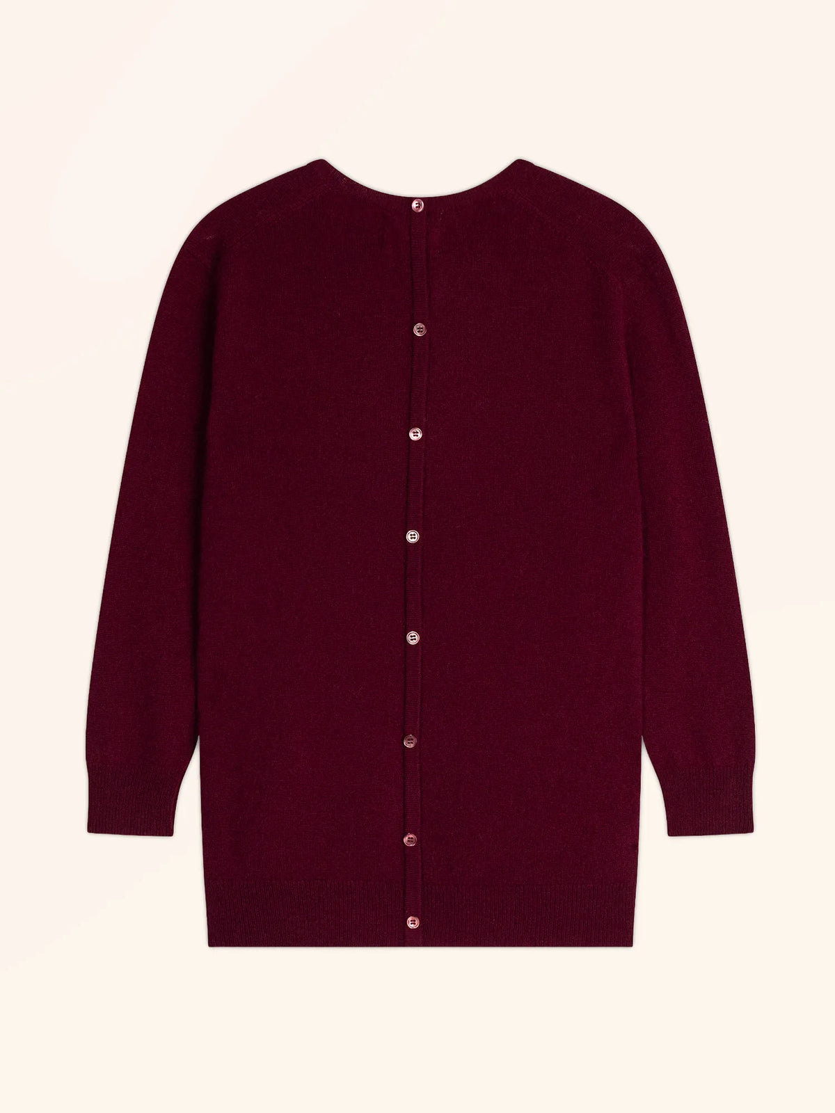 JANICE Pull Col Rond Boutonné Dos Bordeaux