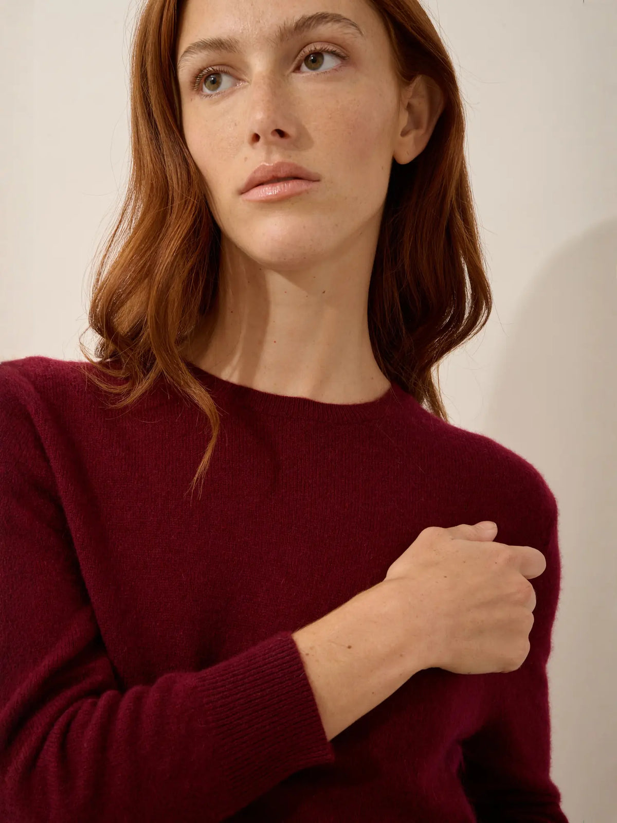 JANICE Pull Col Rond Boutonné Dos Bordeaux