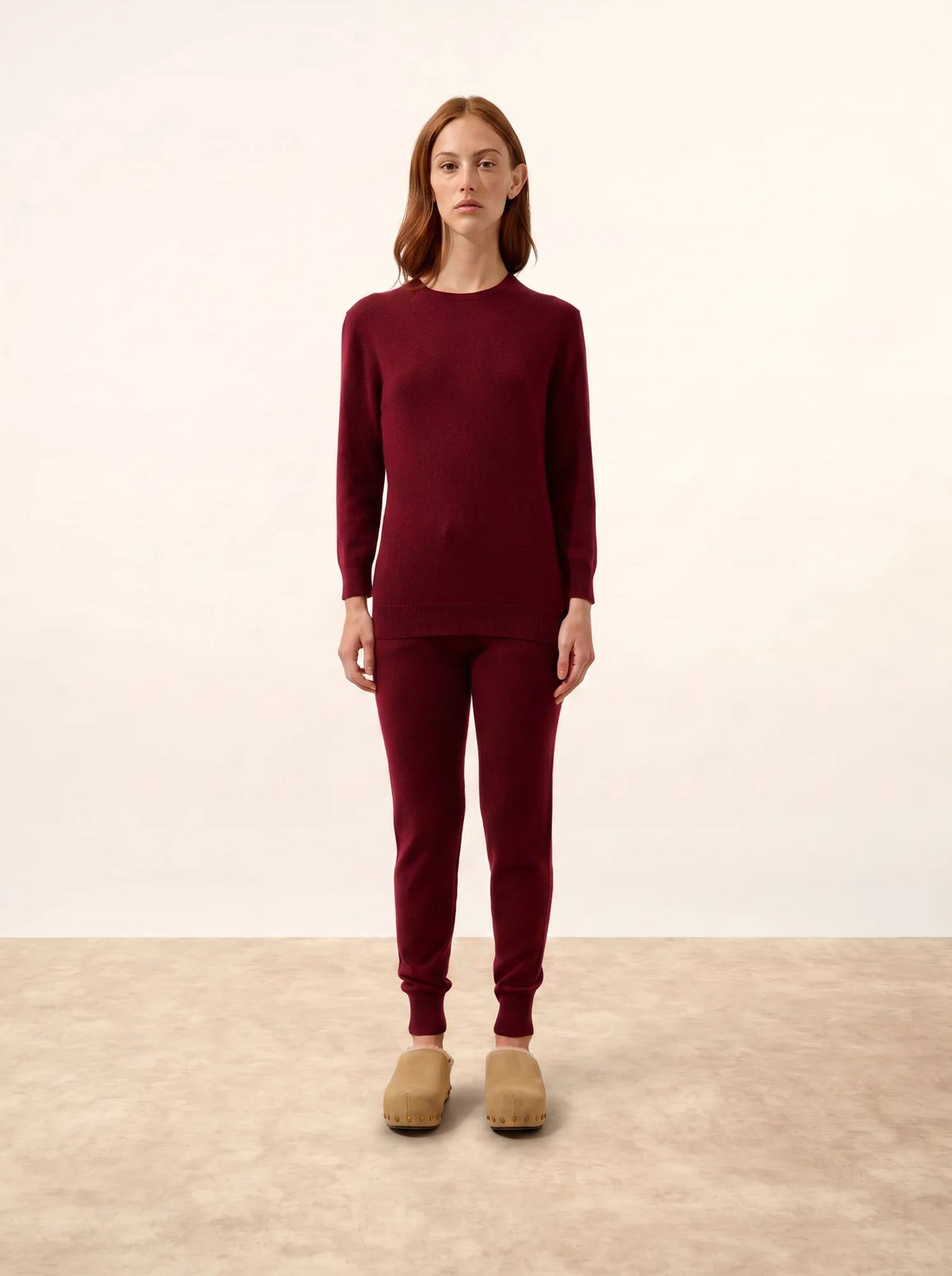 JANICE Pull Col Rond Boutonné Dos Bordeaux