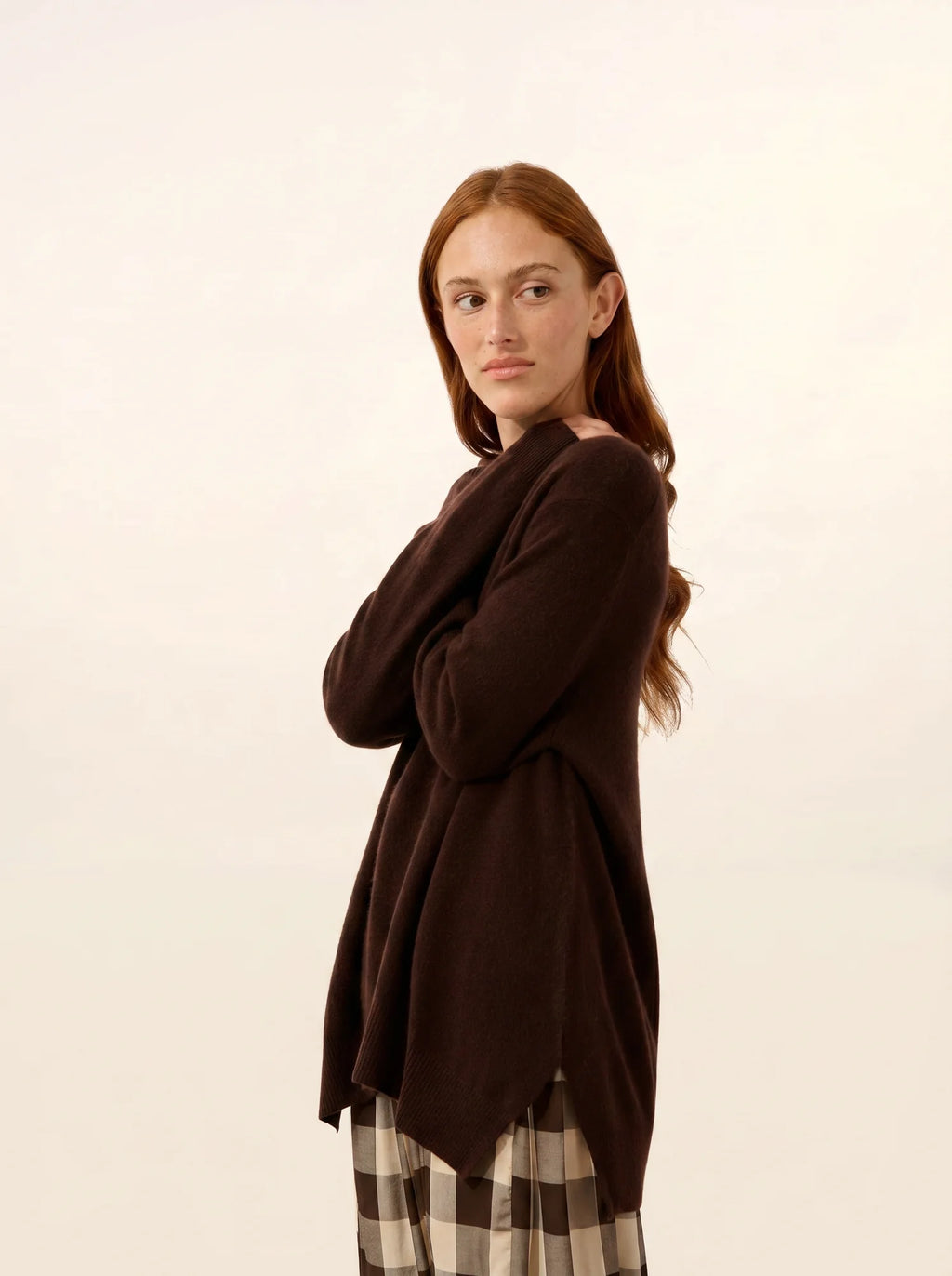 OPAL Sweater V-Neck Front and Back Chocolate