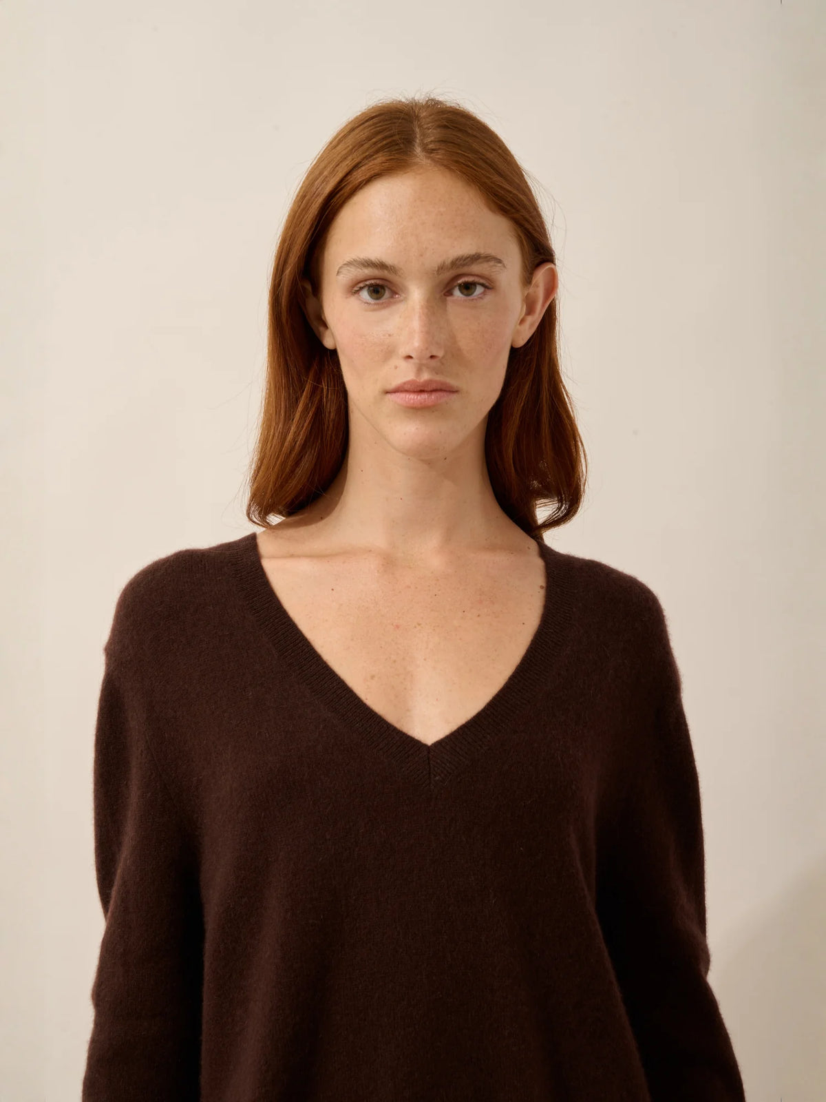 OPAL Sweater V-Neck Front and Back Chocolate