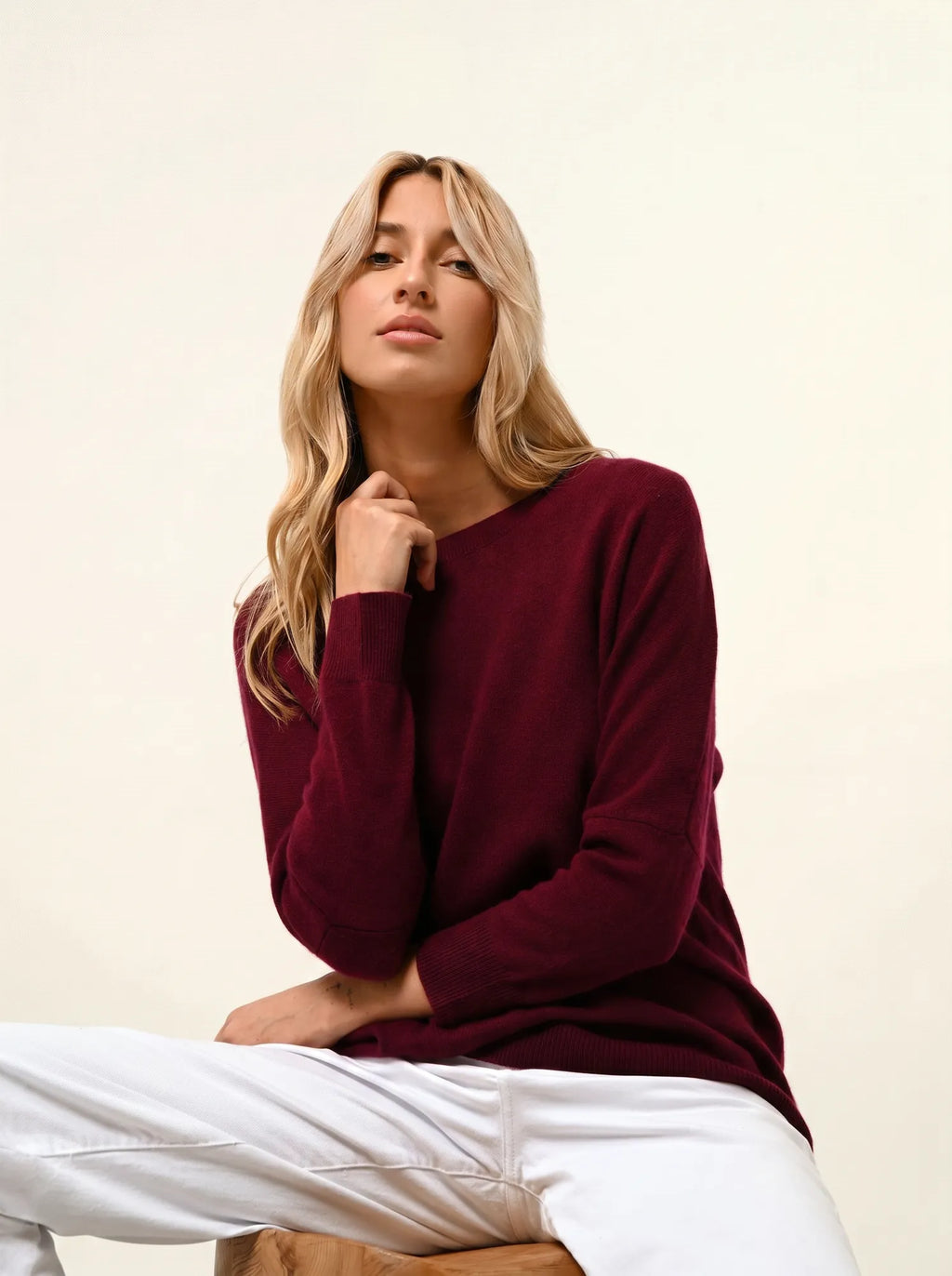 REBECCA Pullover Fledermausarm Bordeaux