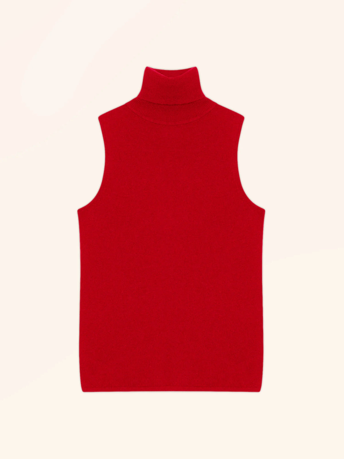 VIOLET Pull Col Roulé sans Manches Rouge