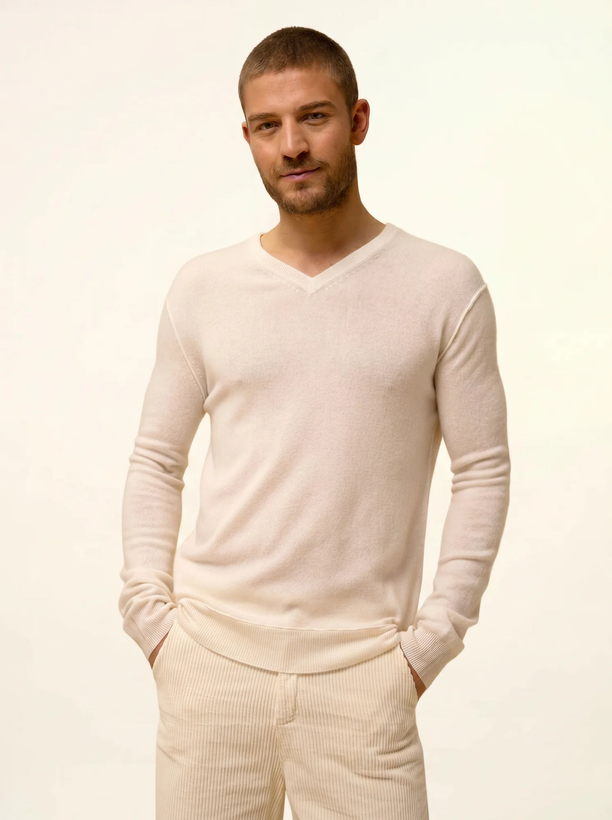 TOM Pullover V-Ausschnitt Elfenbein