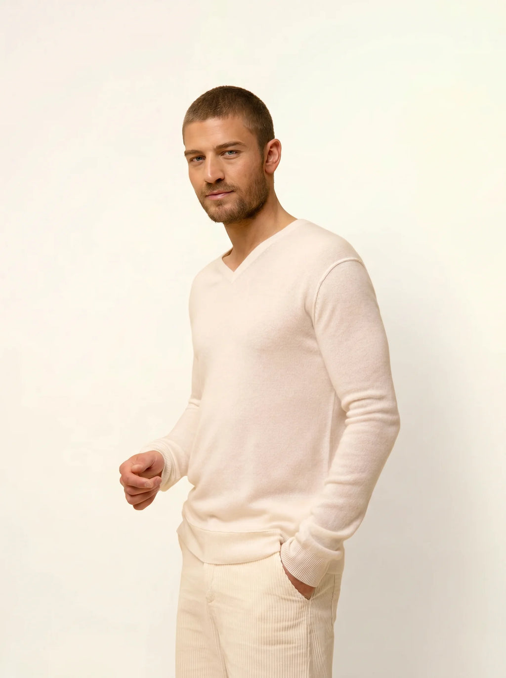 TOM Pullover V-Ausschnitt Elfenbein