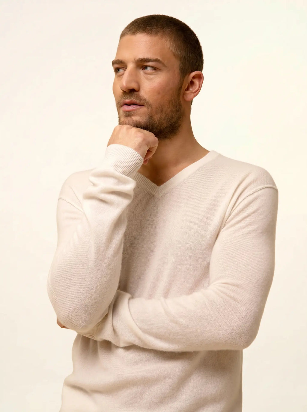 TOM Pullover V-Ausschnitt Elfenbein