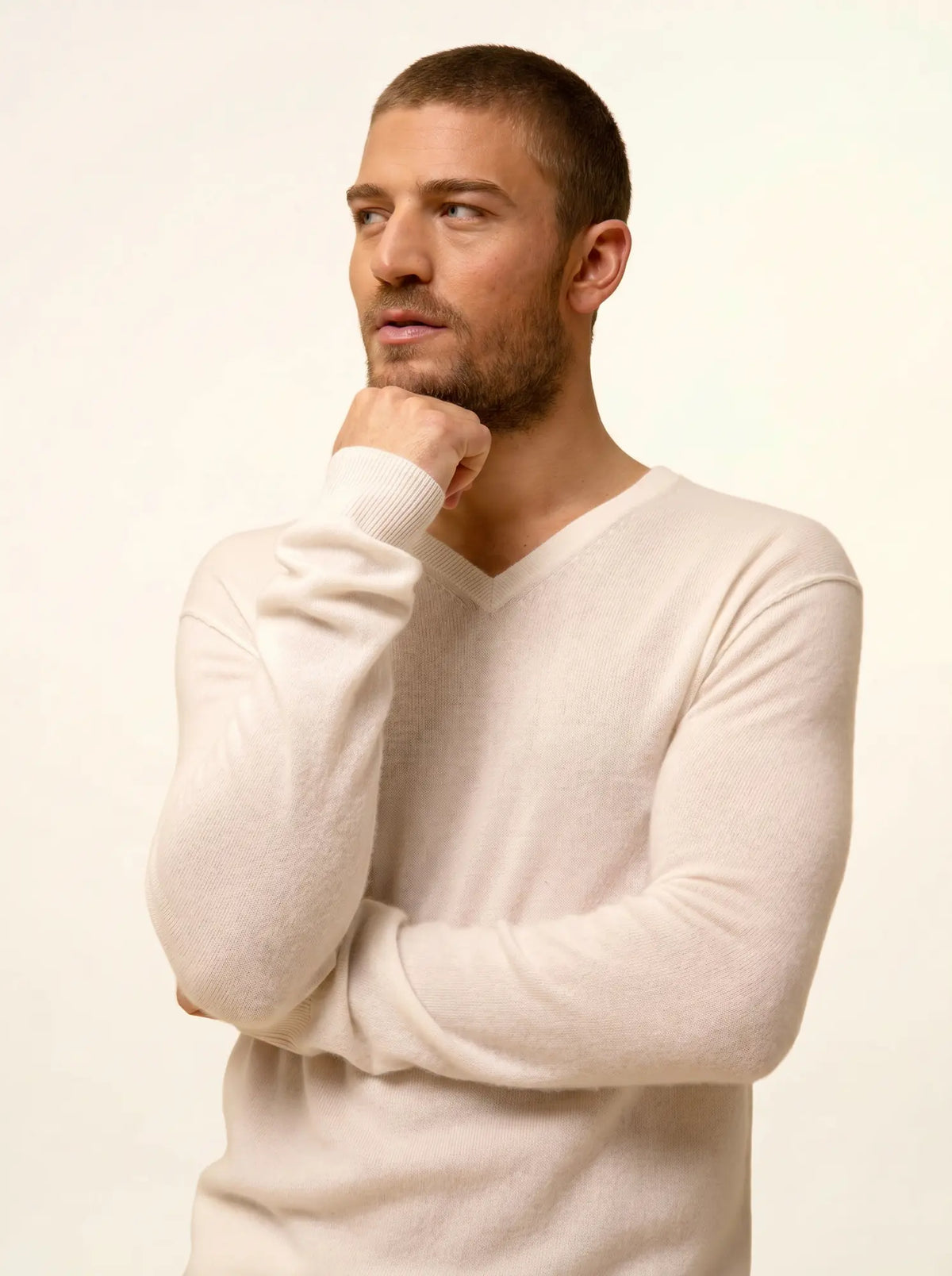 TOM Pullover V-Ausschnitt Elfenbein