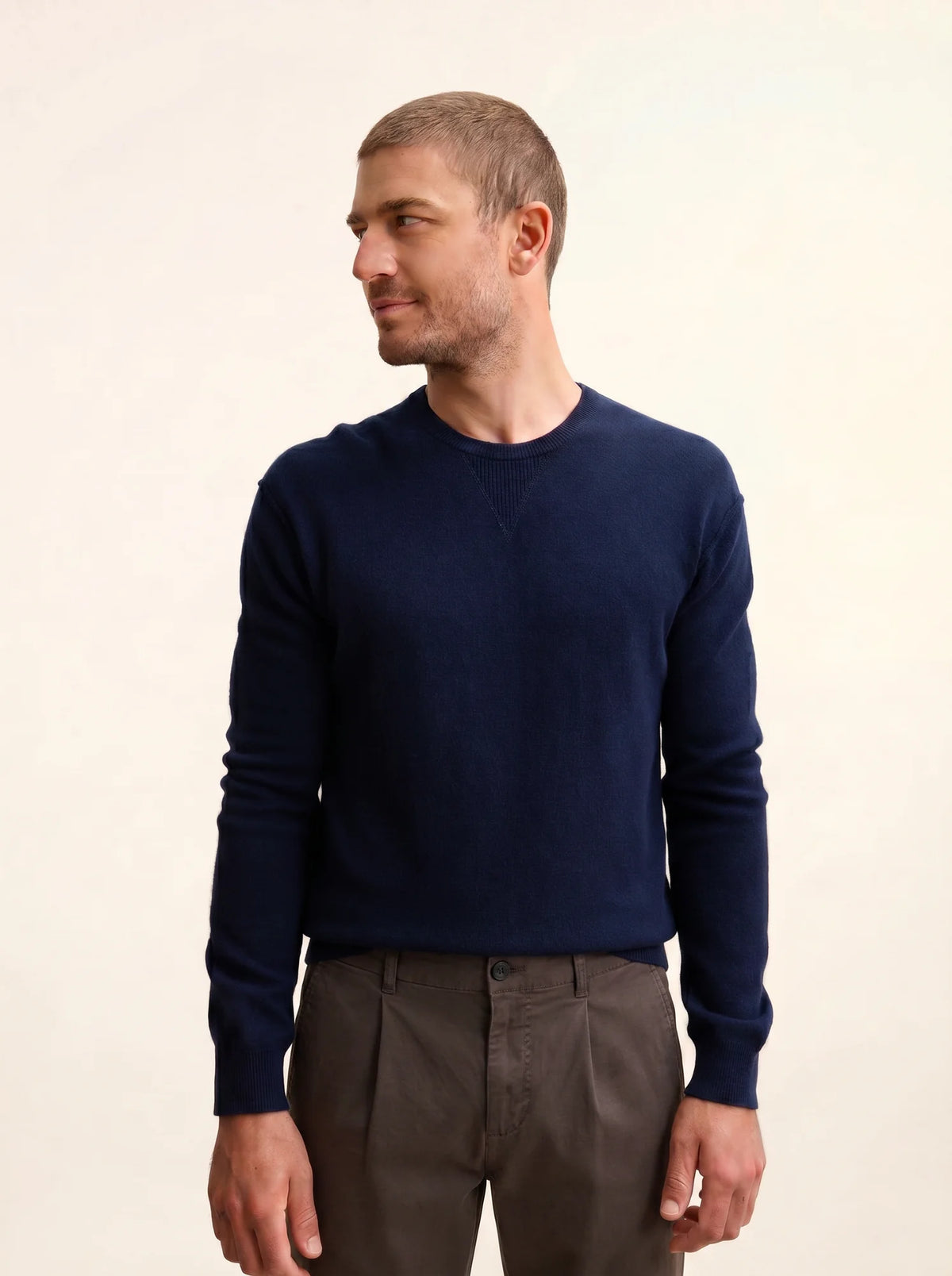 NOE Pull Col Rond Bleu Marine