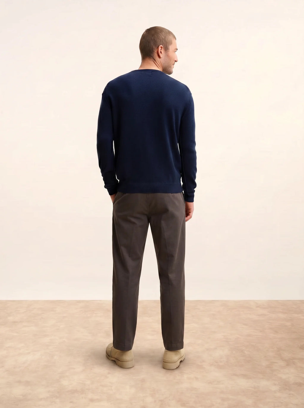 NOE Pull Col Rond Bleu Marine