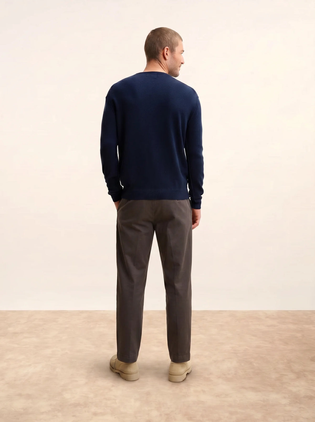 NOE Pull Col Rond Bleu Marine