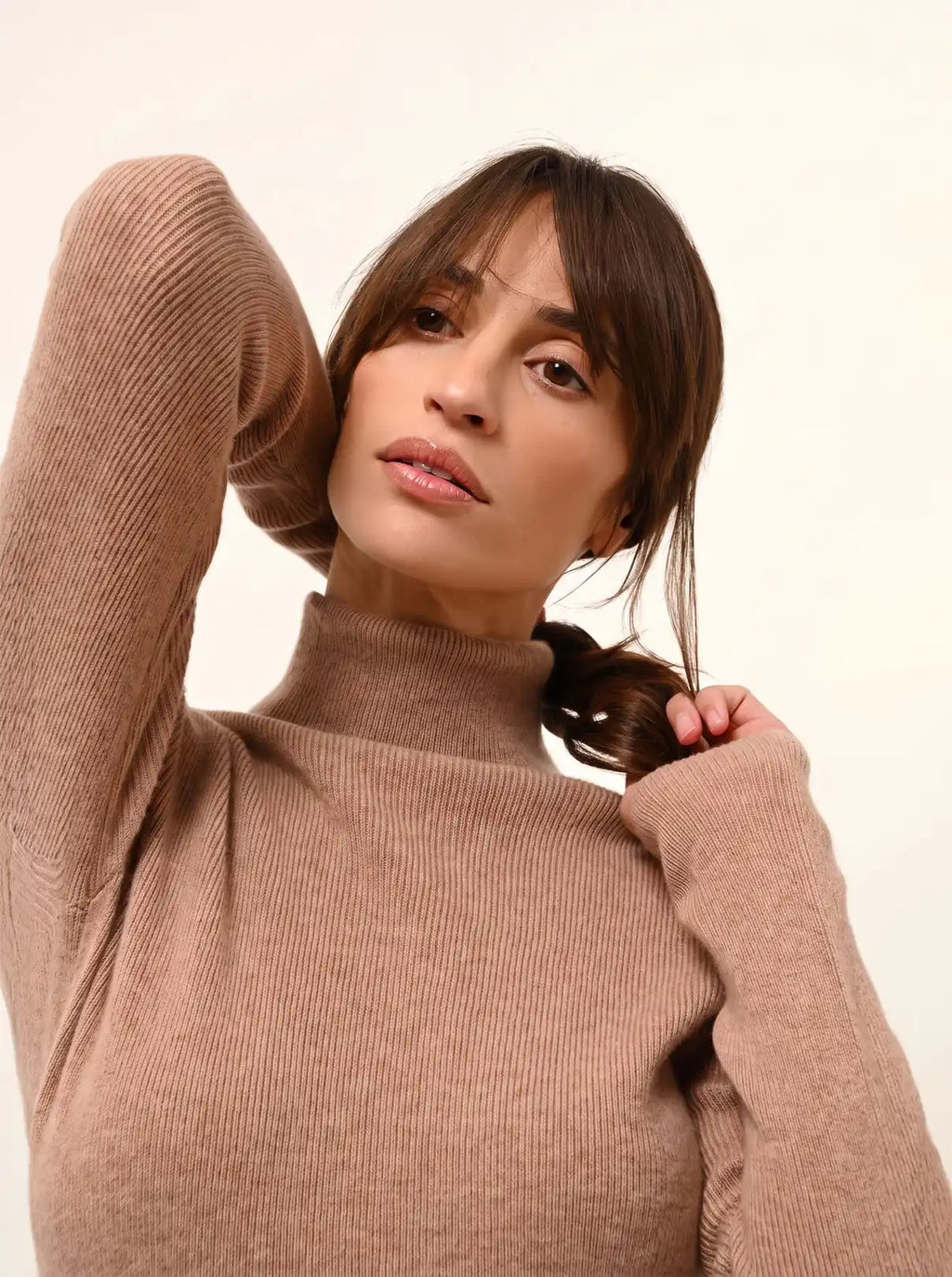 LANAIS Pullover Rollkragen Camel meliert