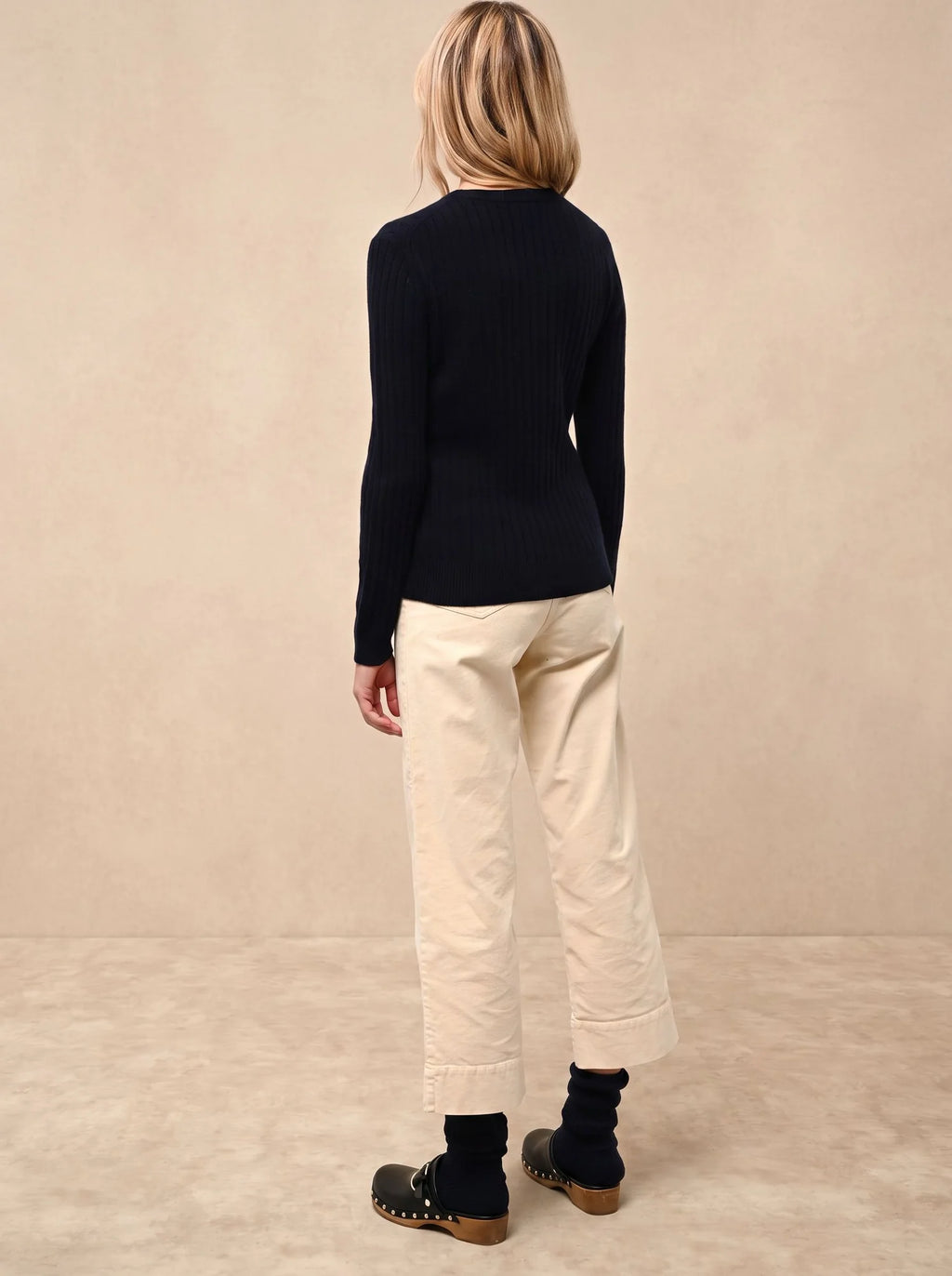 AVANA Pull Col Rond Bleu Marine
