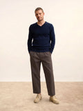 NATHAN Pull Col V 4 Fils Bleu Marine