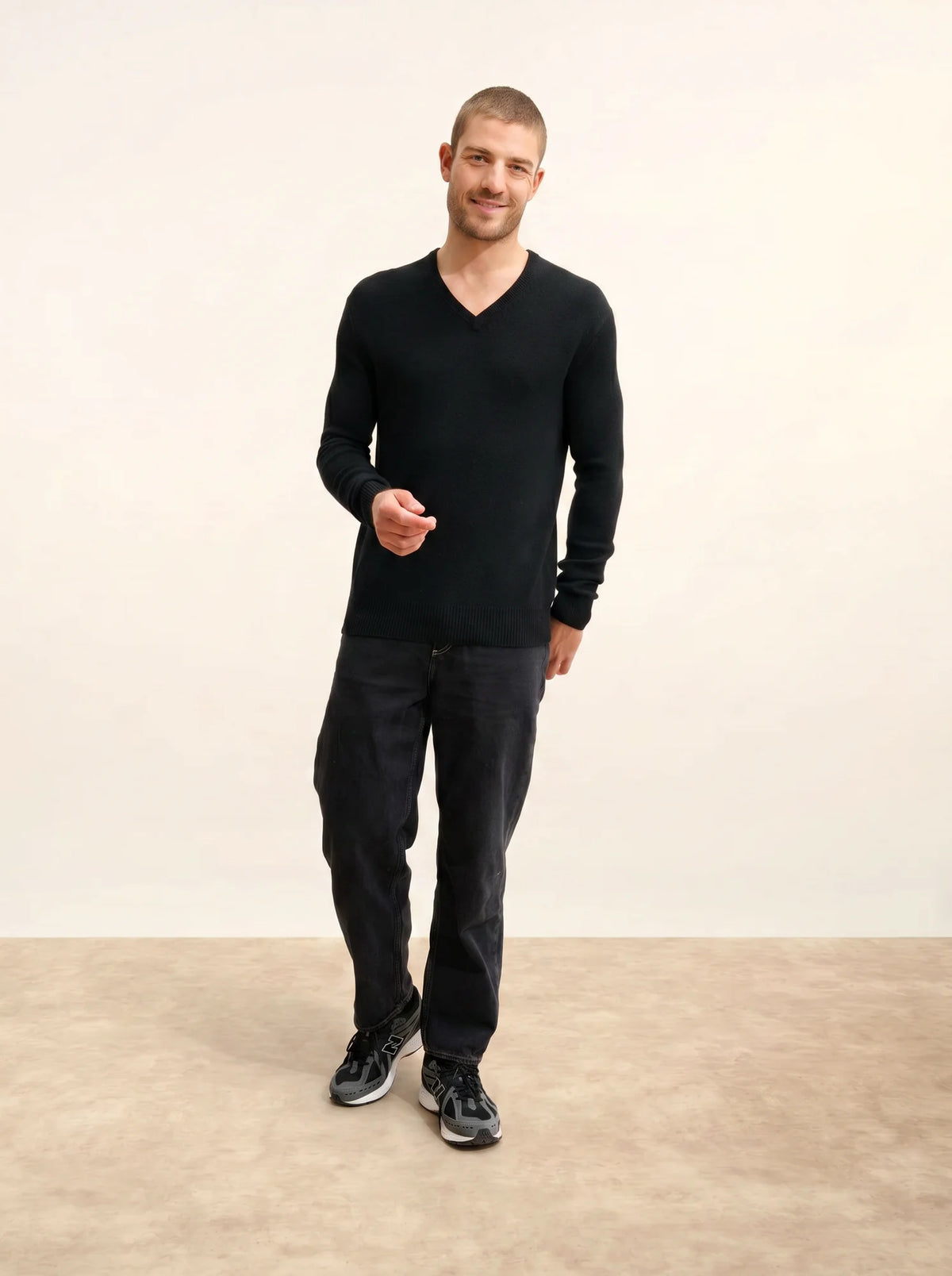 NATHAN Pull Col V 4 Fils Noir