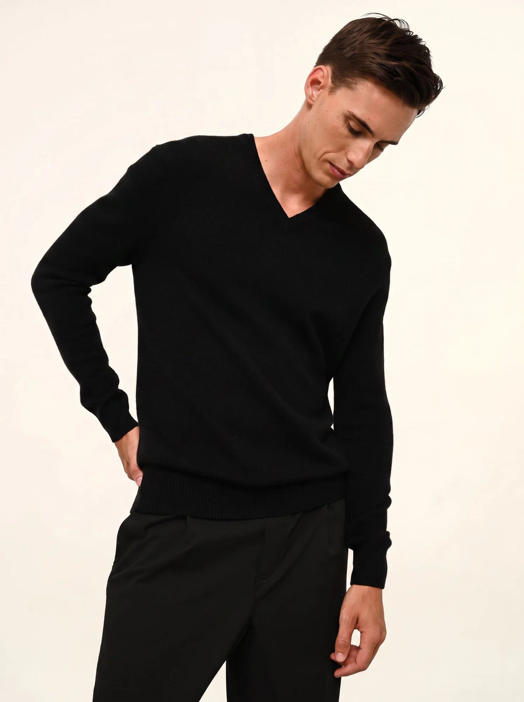 NATHAN Pull Col V 4 Fils Noir