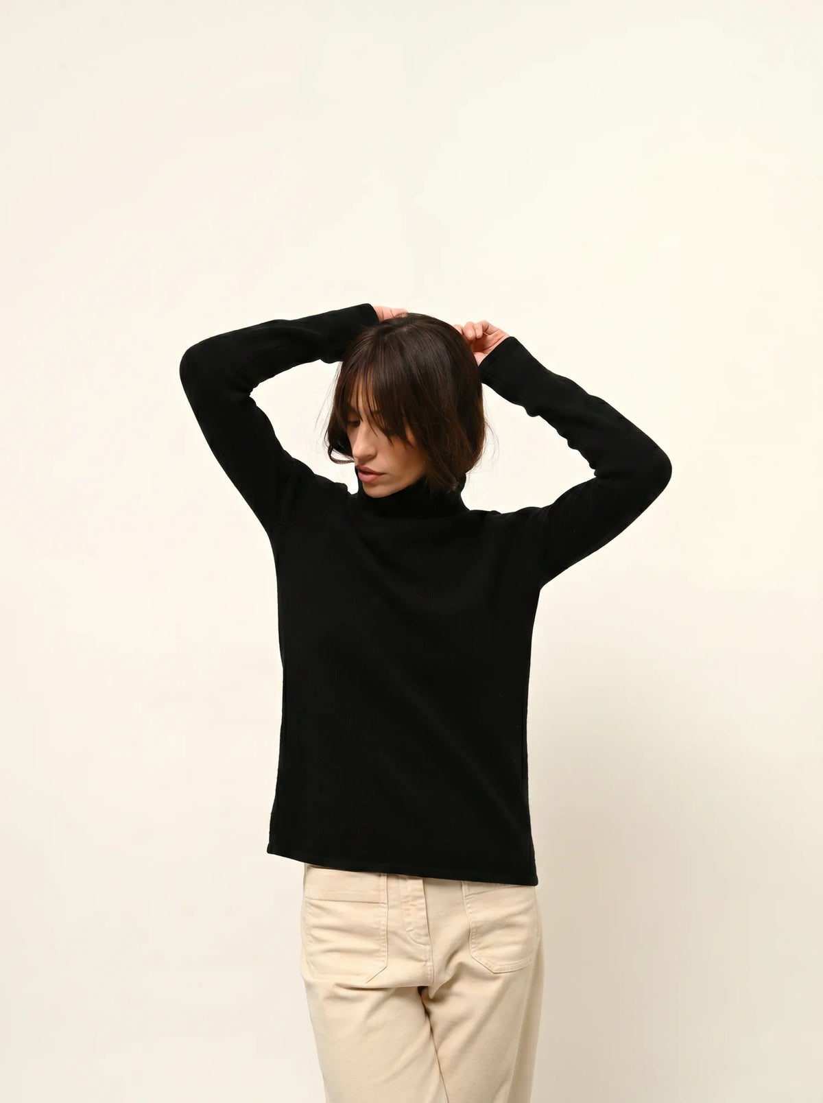 MATT Pull Col Roulé 4 Fils Noir