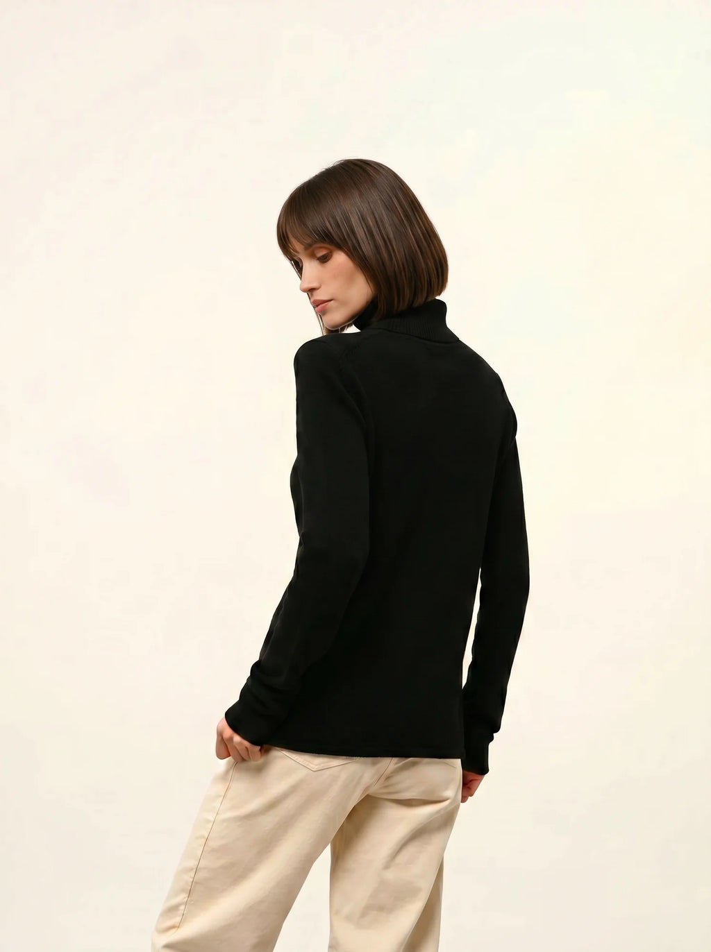 MATT Pull Col Roulé 4 Fils Noir