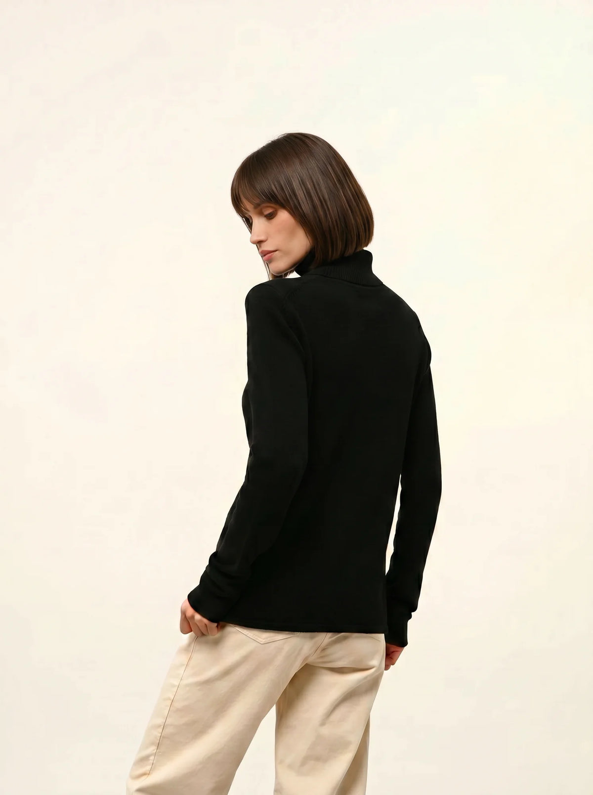 MATT Pull Col Roulé 4 Fils Noir