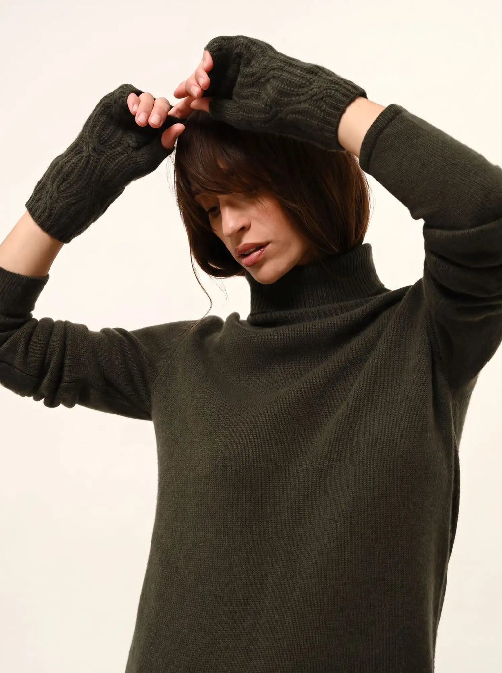 MATT Pullover Rollkragen 4-fädig Khaki
