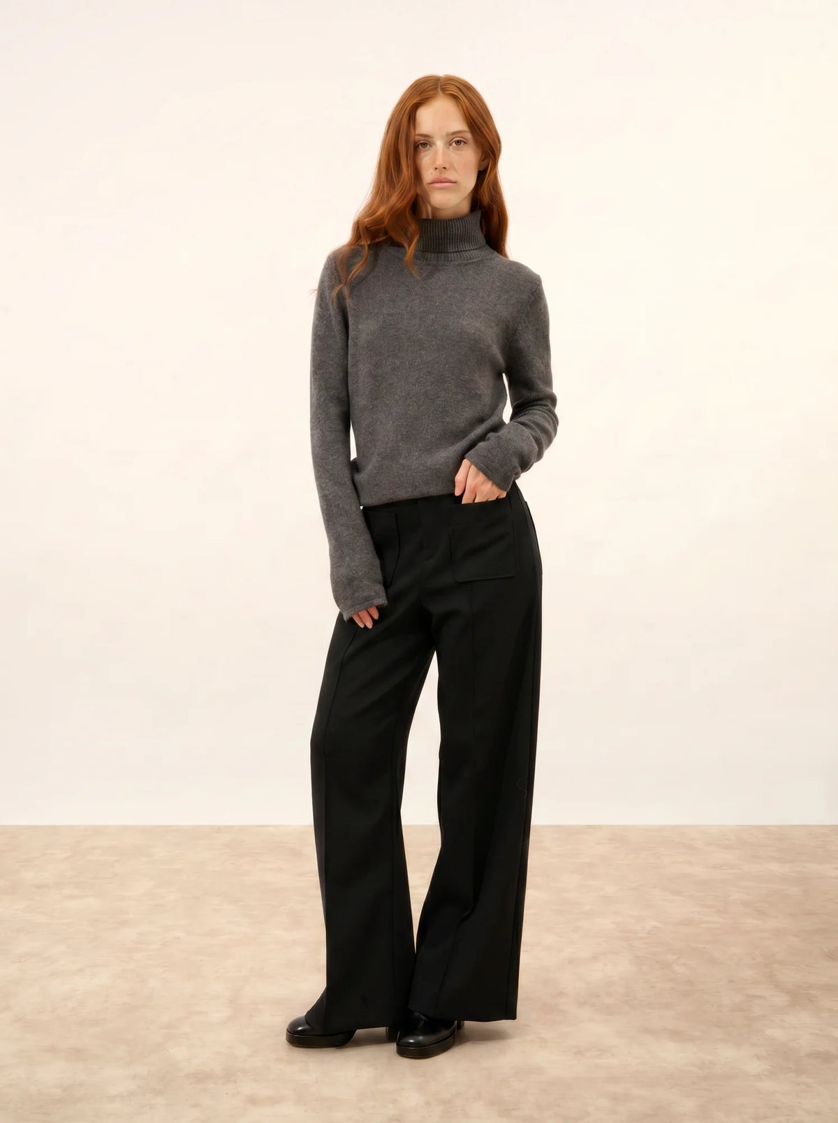 MATT Pull Col Roulé 4 Fils Anthracite Chiné
