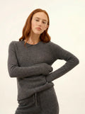 JOYCE Pull Col Rond 4 Fils Anthracite Chiné