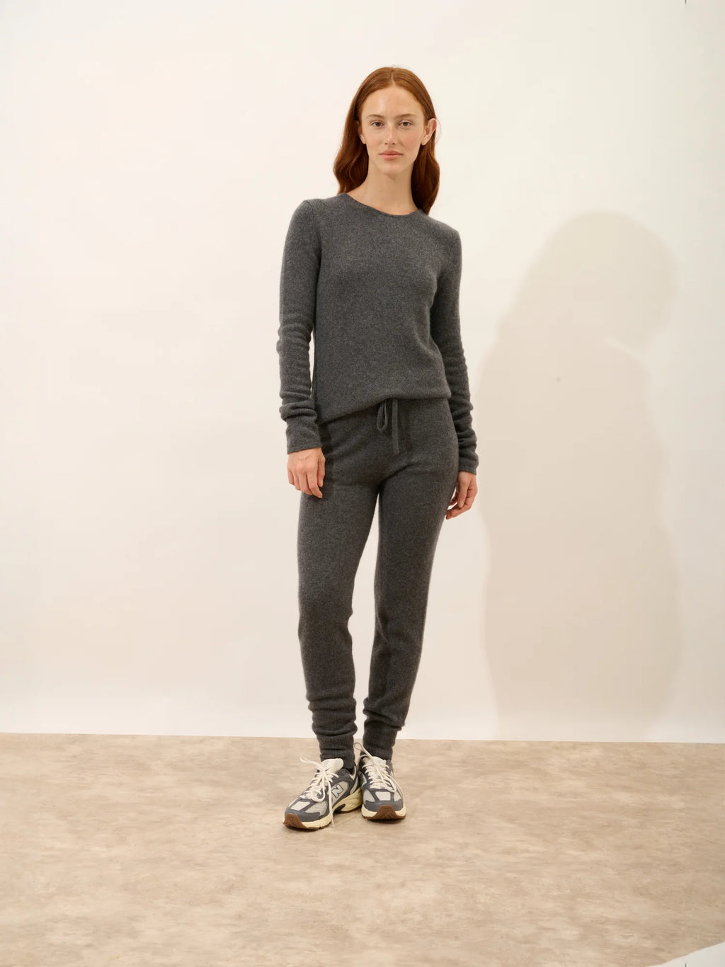 JOYCE Pull Col Rond 4 Fils Anthracite Chiné