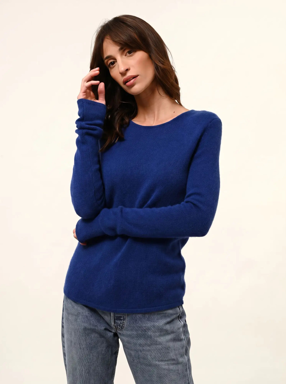 JOYCE Pull Col Rond 4 Fils Outremer