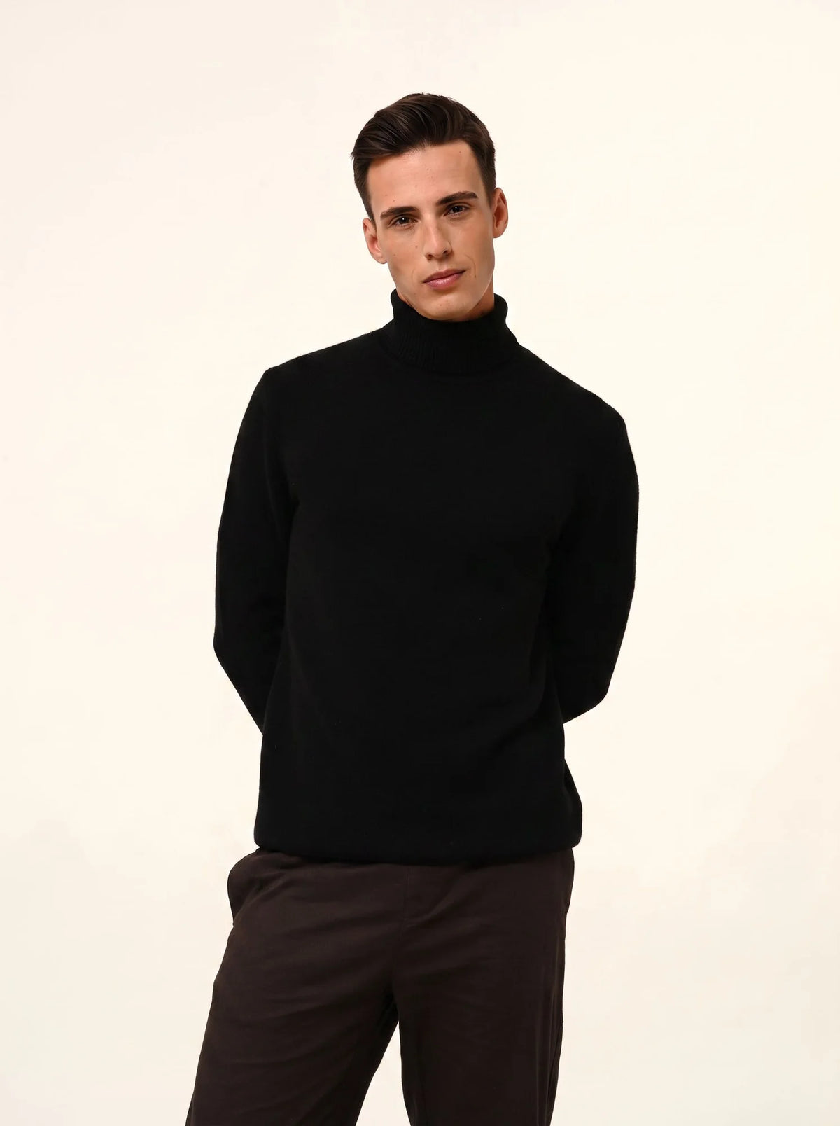 SACHA Pull Col Roulé 4 Fils Noir
