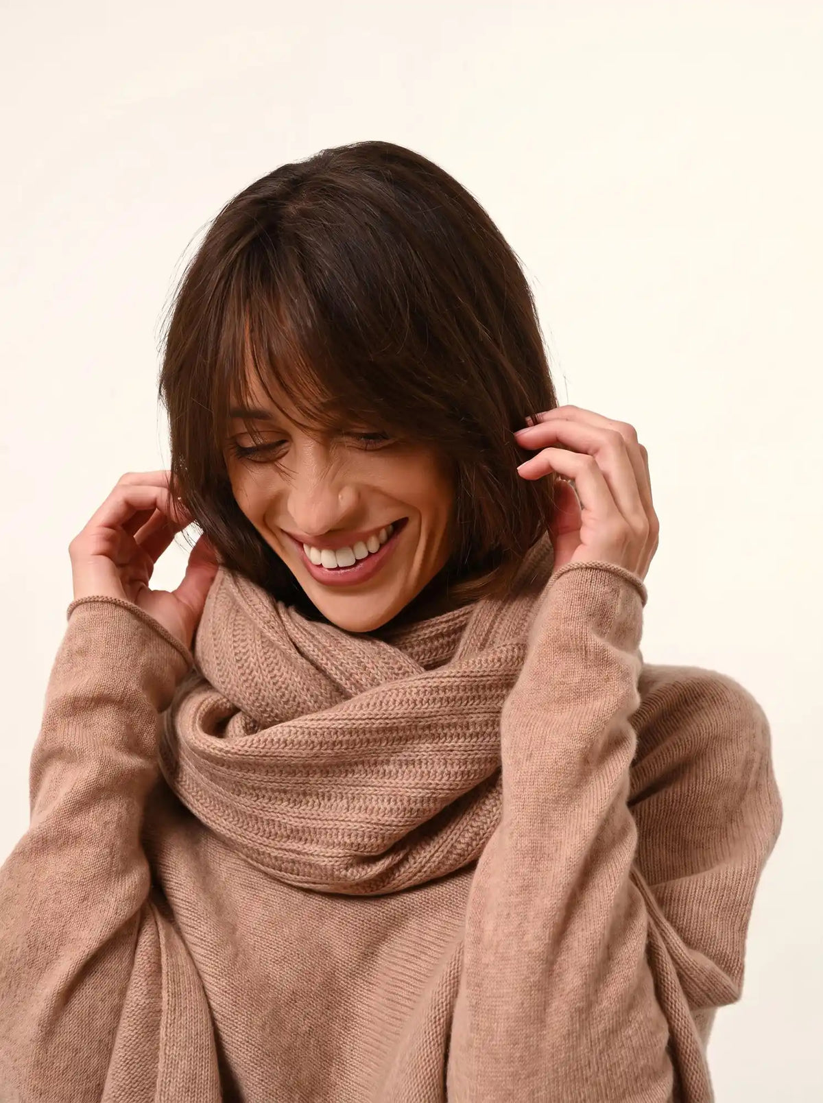 HUTTON Tour de Cou 4 Fils Camel Chiné