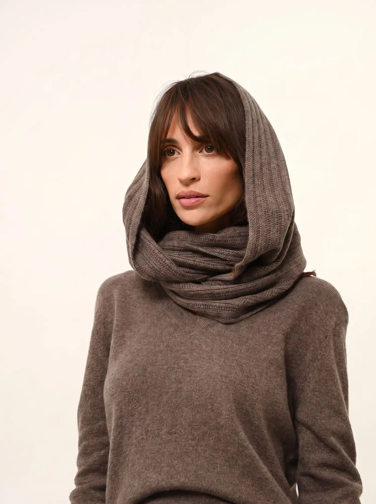 HUTTON Neck Warmer 4 Ply Heather Taupe
