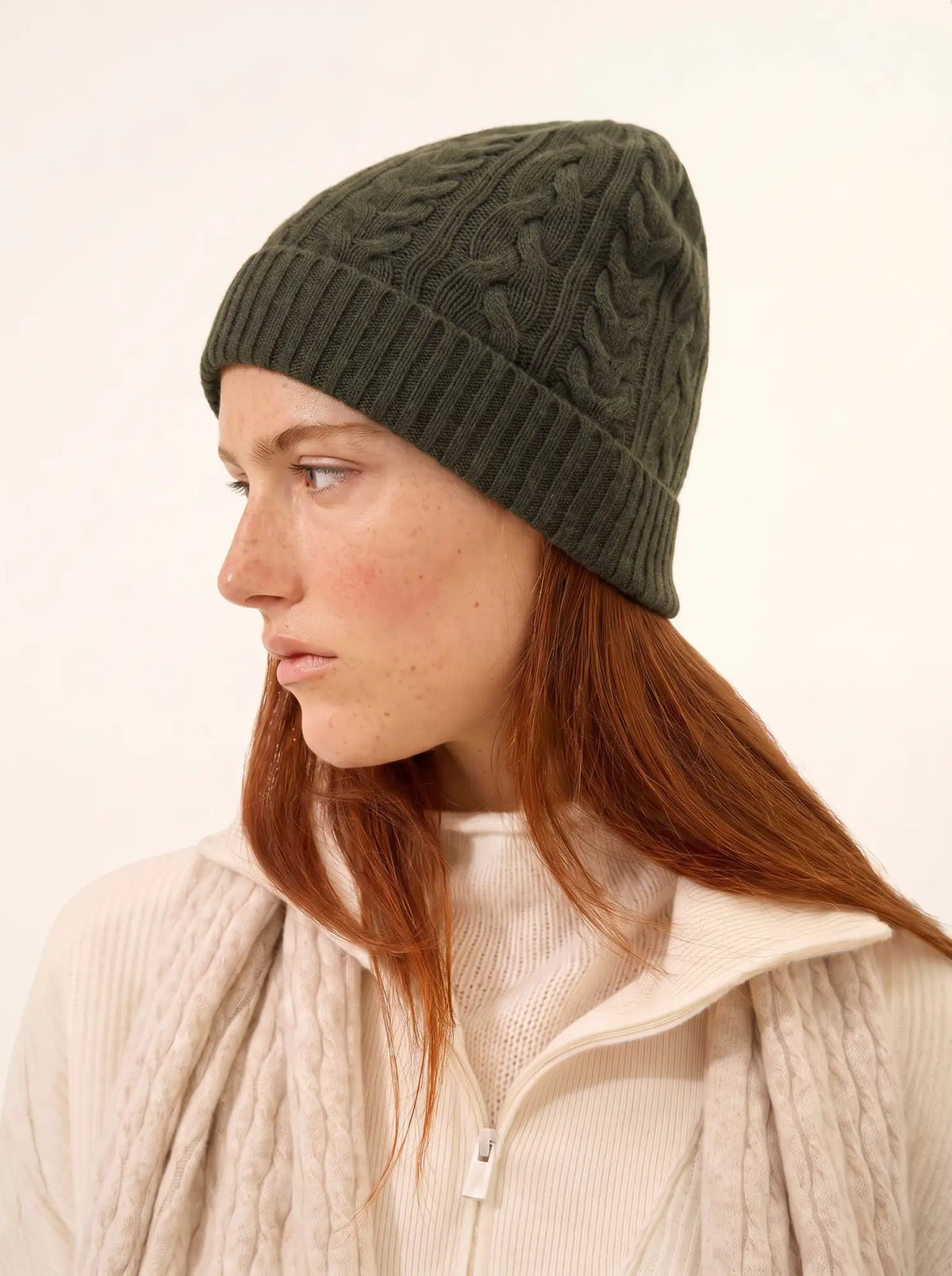 CLEO bonnet 4 fils kaki chiné
