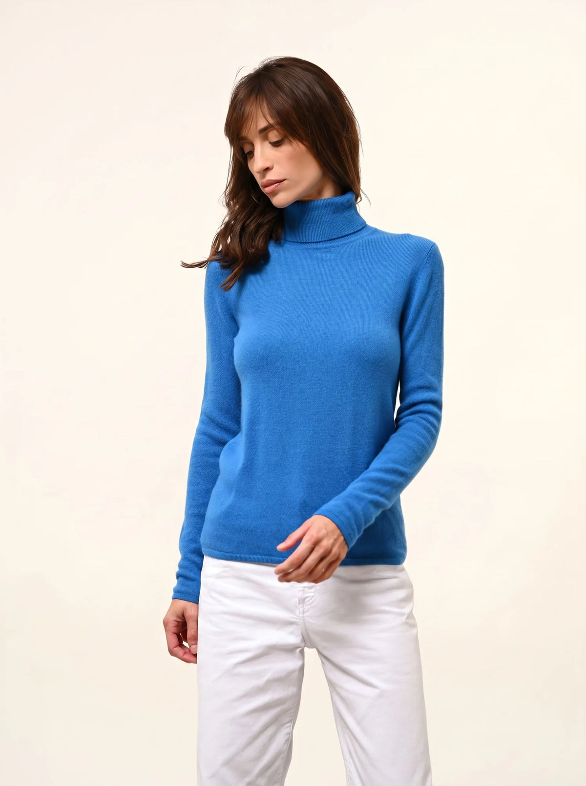AVA Pull Col Roulé Azur