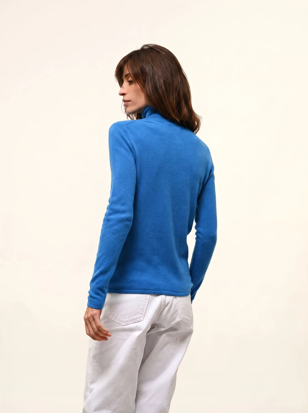 AVA Pull Col Roulé Azur
