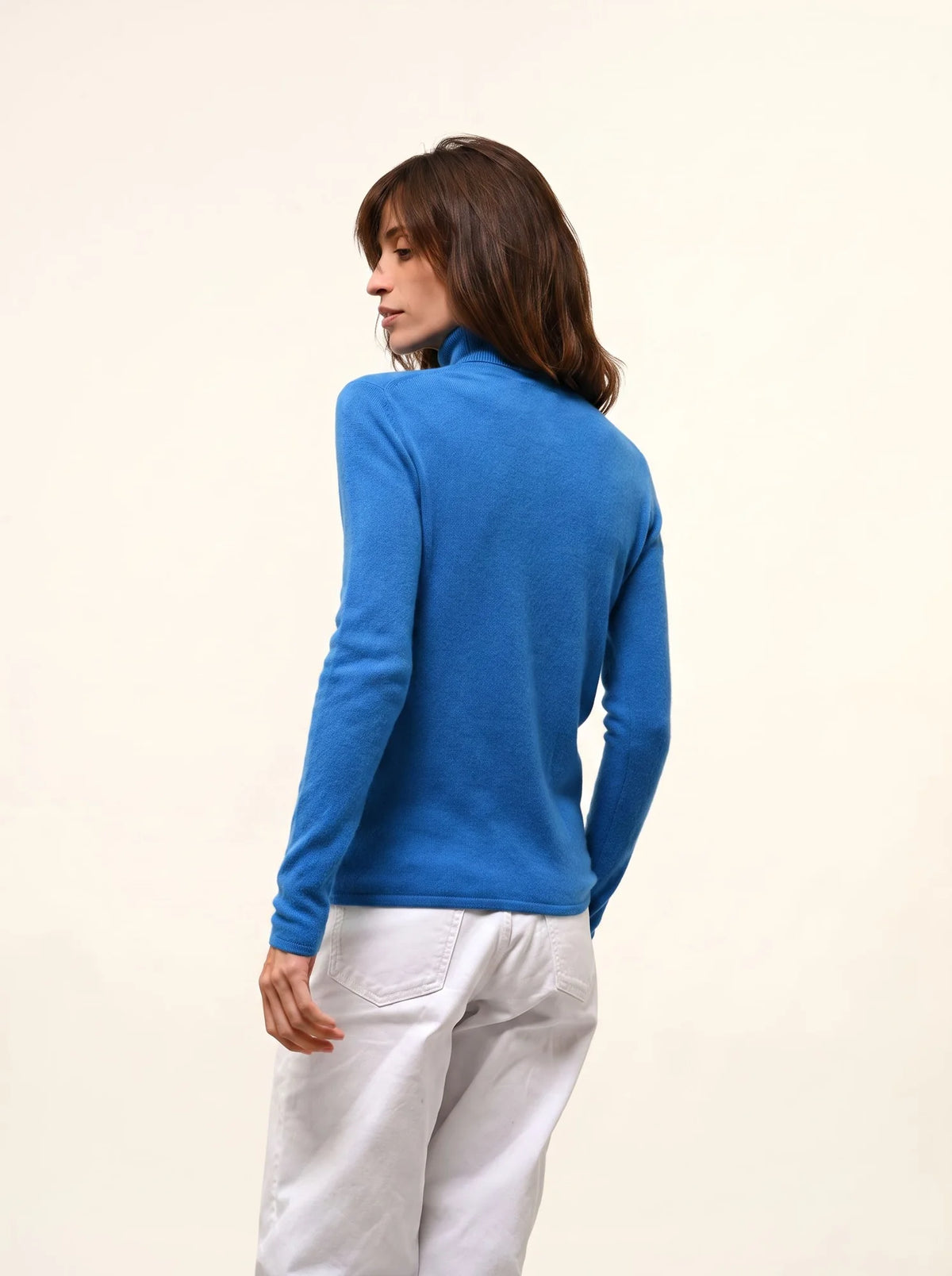 AVA Pull Col Roulé Azur