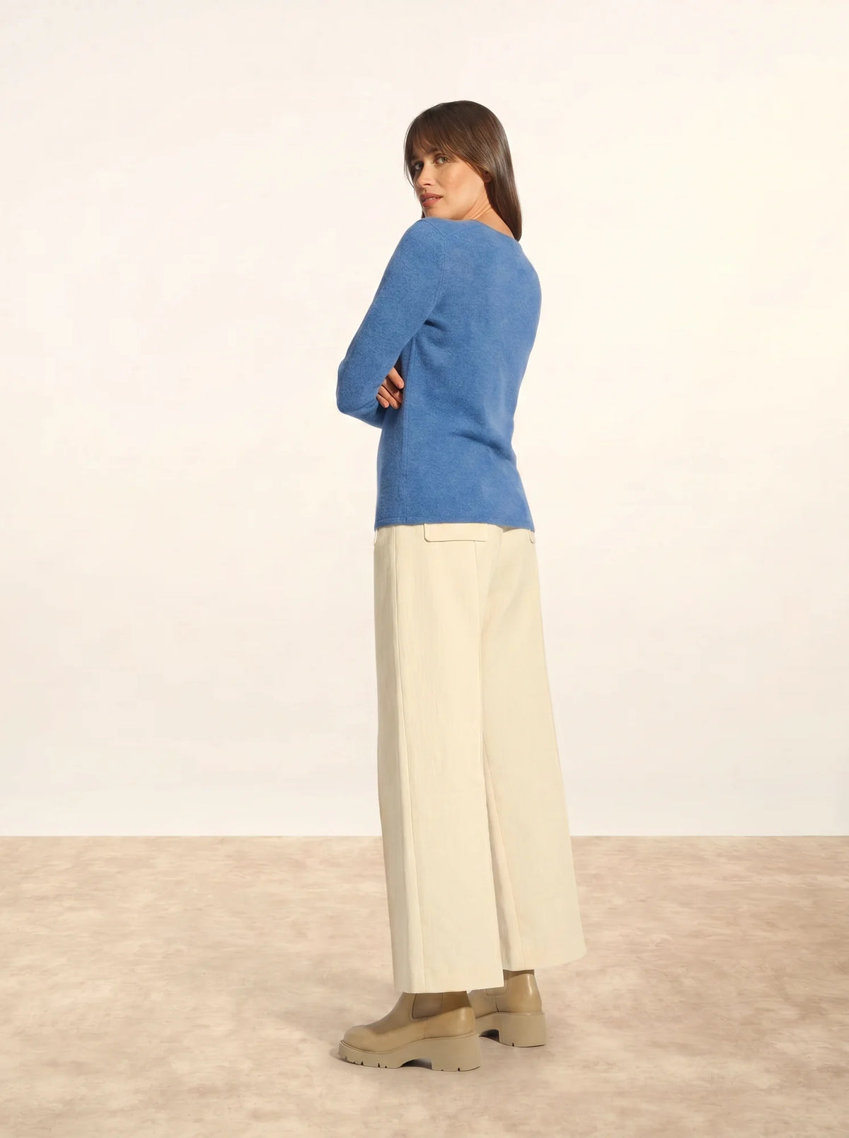 JOAN Pull Col V Bleu Denim