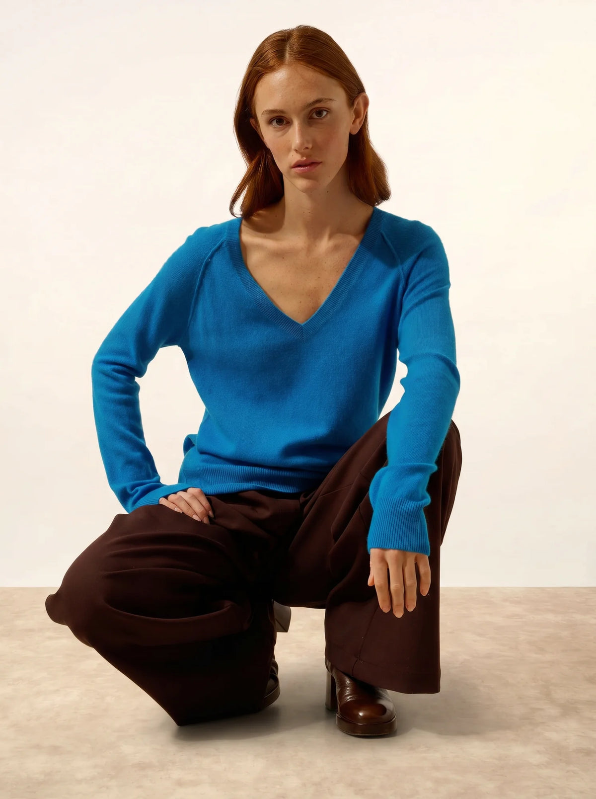 PHOEBE Pullover V-Ausschnitt Azurblau