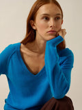 PHOEBE Pullover V-Ausschnitt Azurblau