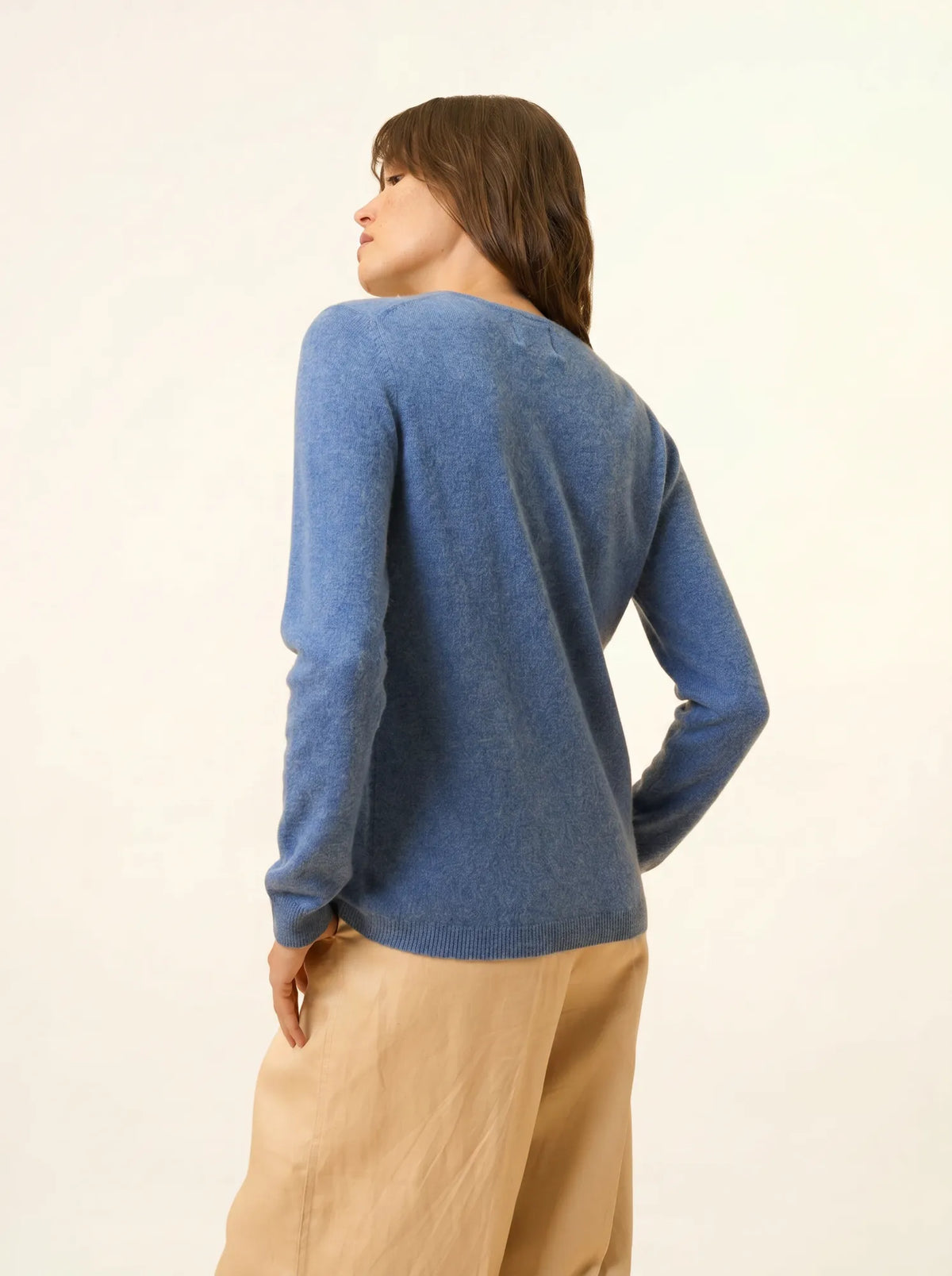 KATHARINE Cardigan Col Rond Bleu Denim