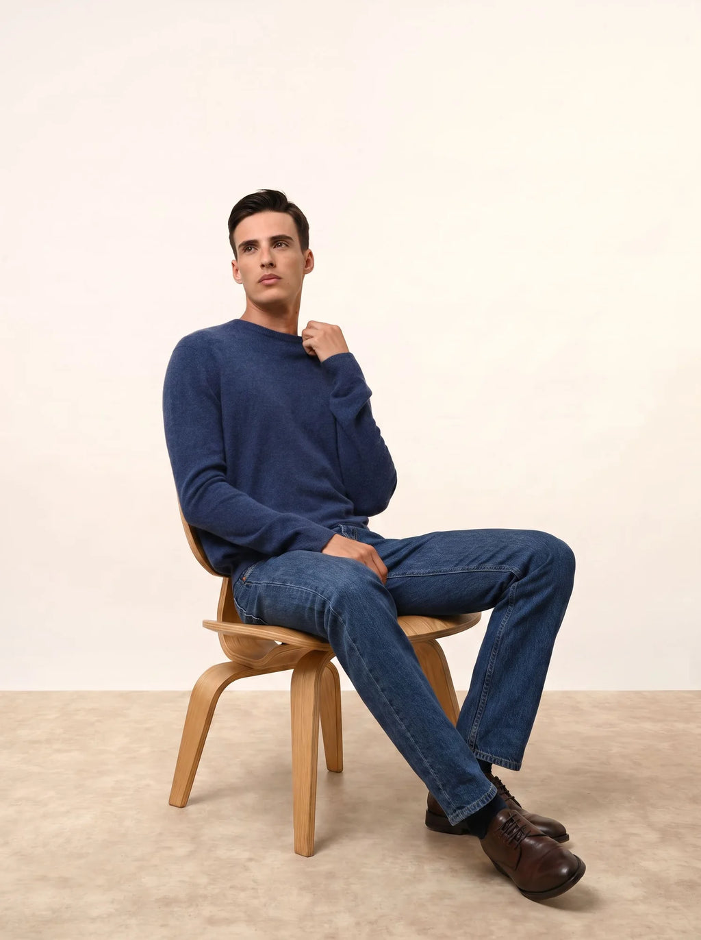 HOWARD Pull Col Rond Océan Chiné