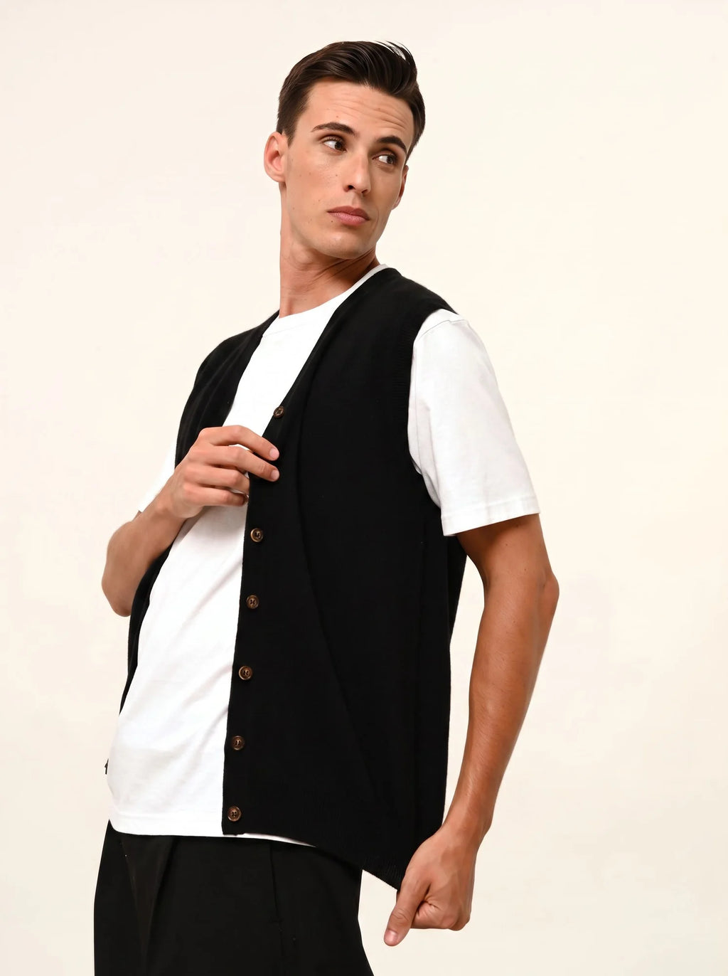 LANA Cardigan Col V sans Manches Noir