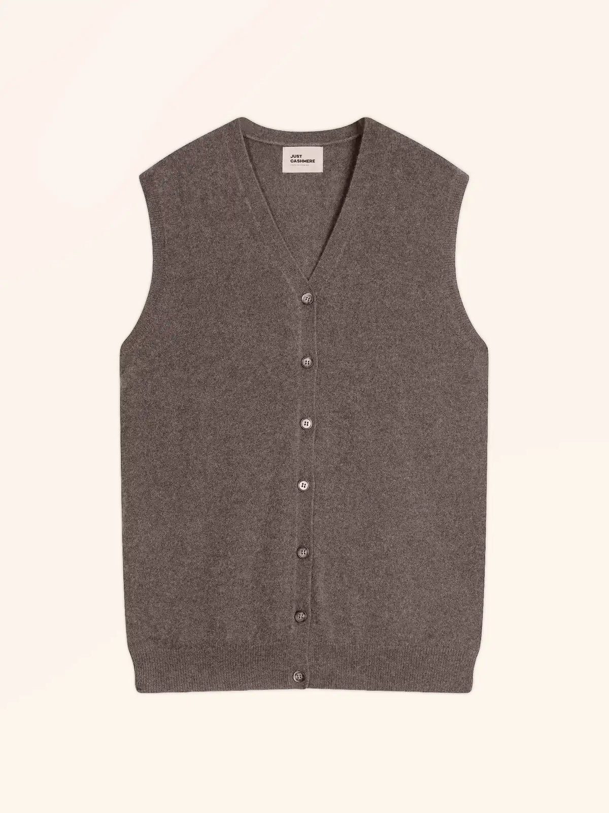 LANA Cardigan Col V sans Manches Taupe Chiné