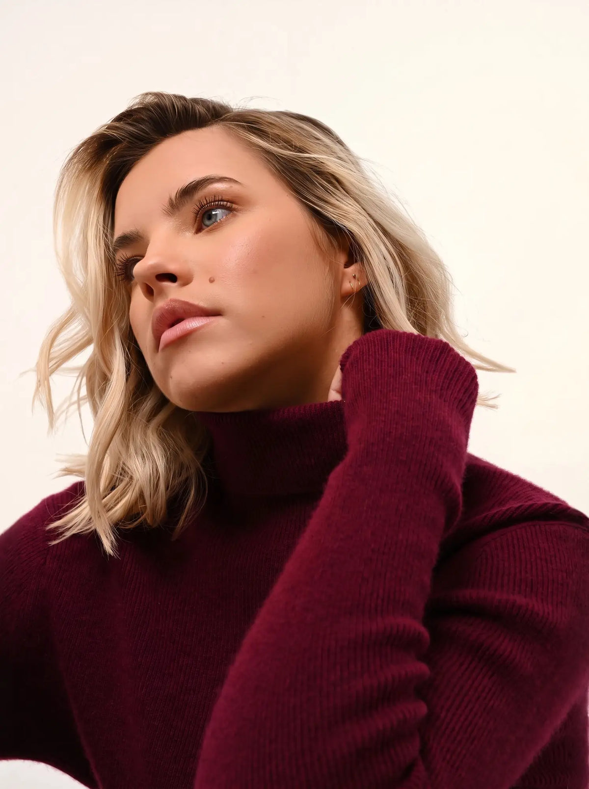LANAIS Pull Col Roulé Bordeaux