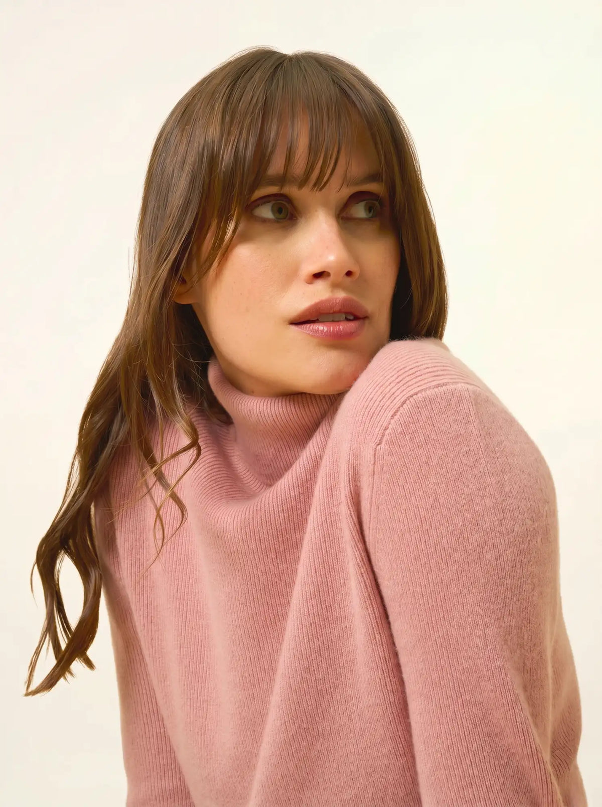 LANAIS Pull Col Roulé Bois de Rose