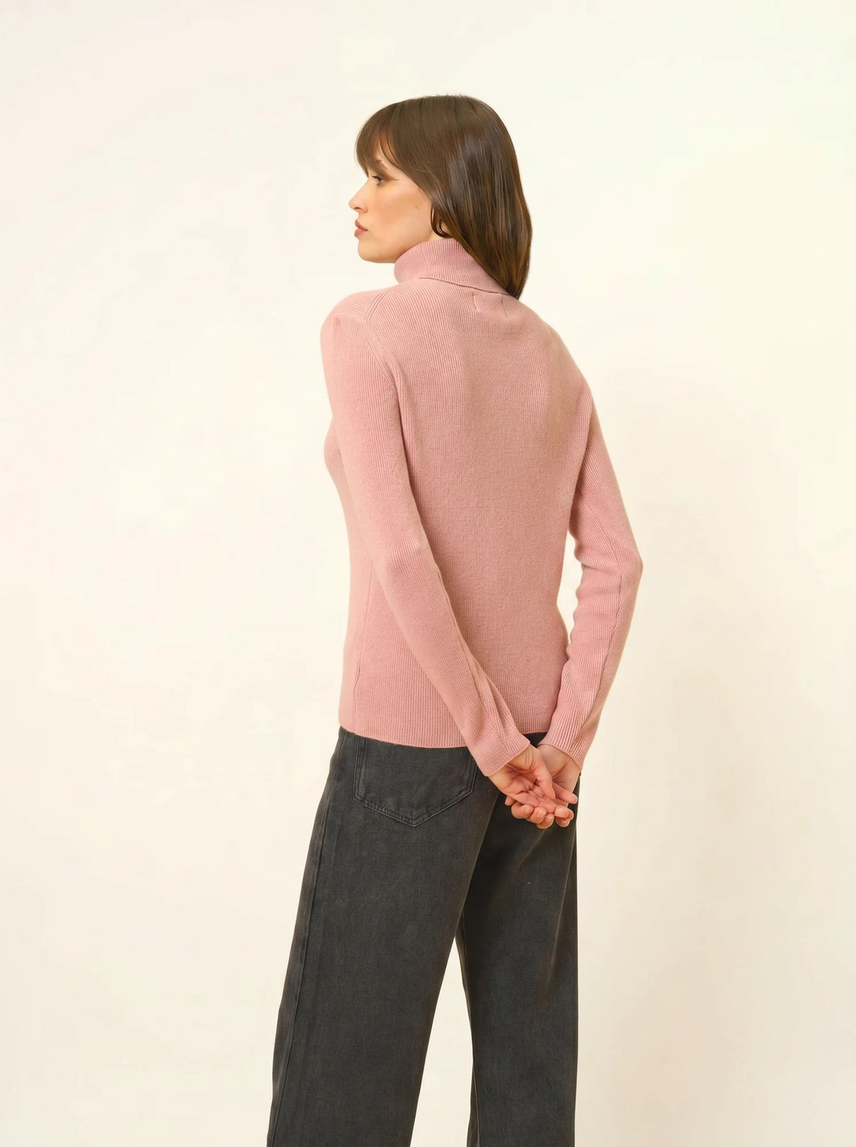 LANAIS Pull Col Roulé Bois de Rose