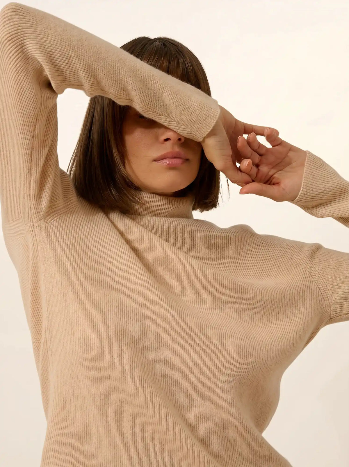 LANAIS Pullover Rollkragen Sand