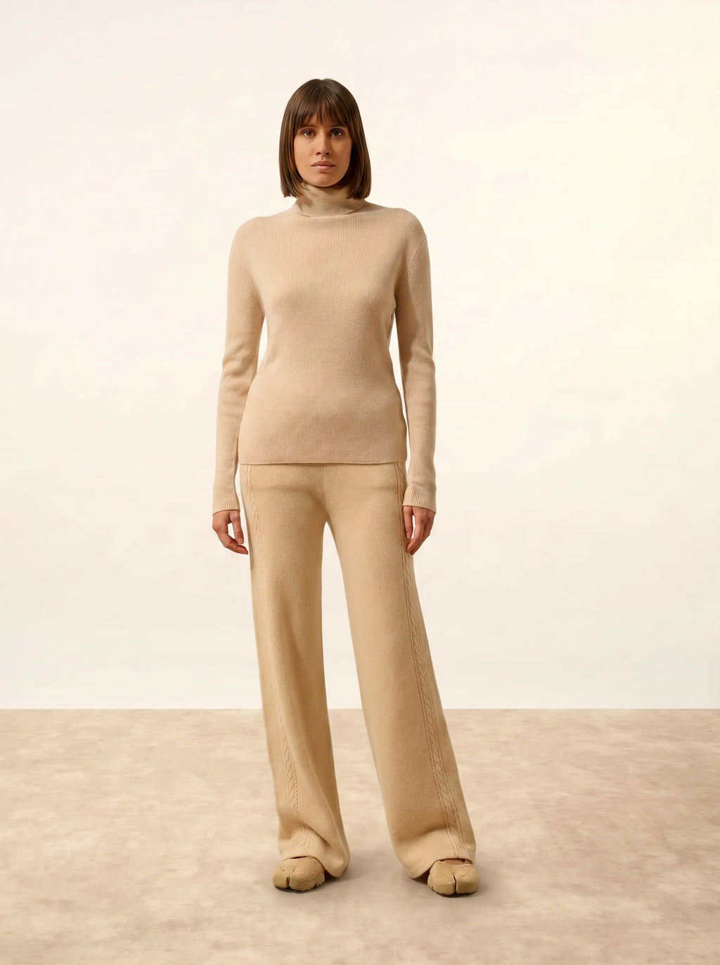 LANAIS Pullover Rollkragen Sand