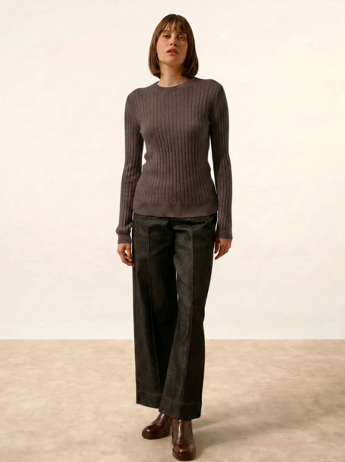 AVANA Sweater Crew Neck Heather Taupe