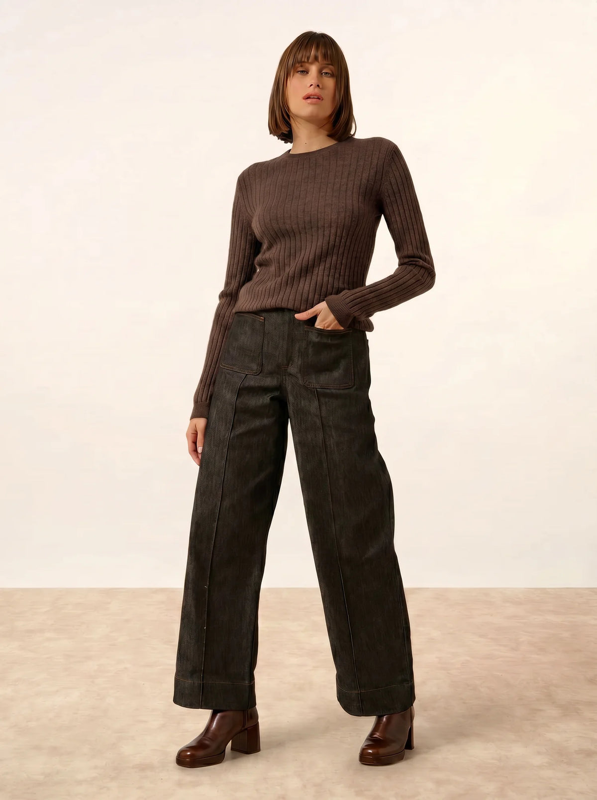 AVANA Sweater Crew Neck Heather Taupe