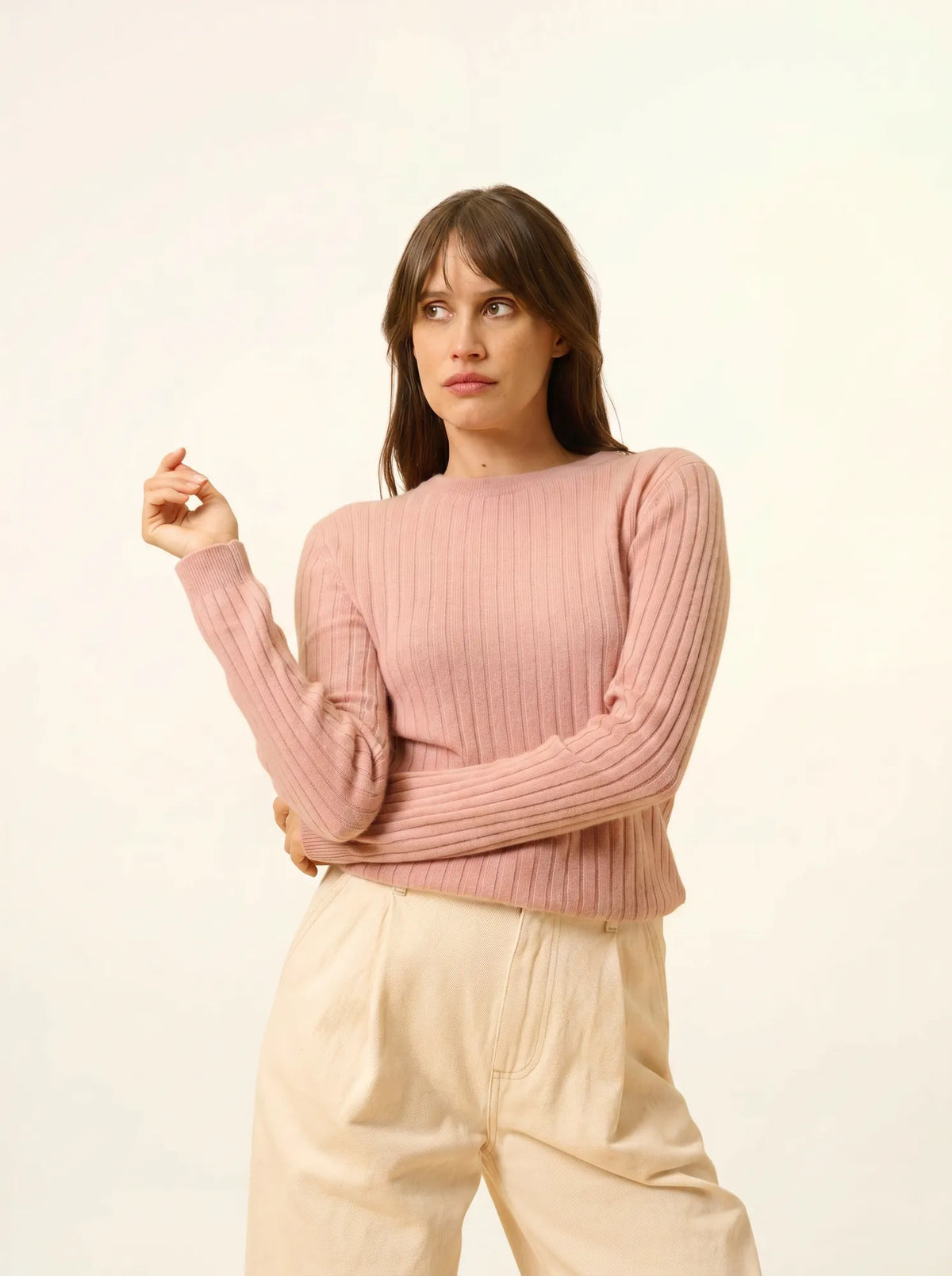 AVANA Pull Col Rond Bois de Rose